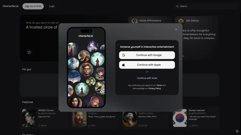 Character.ai screenshot