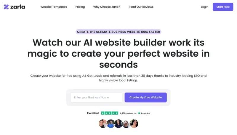 Zarla AI Website Builder screenshot