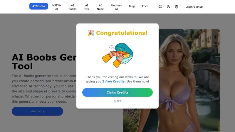 ai boobs generator tool website