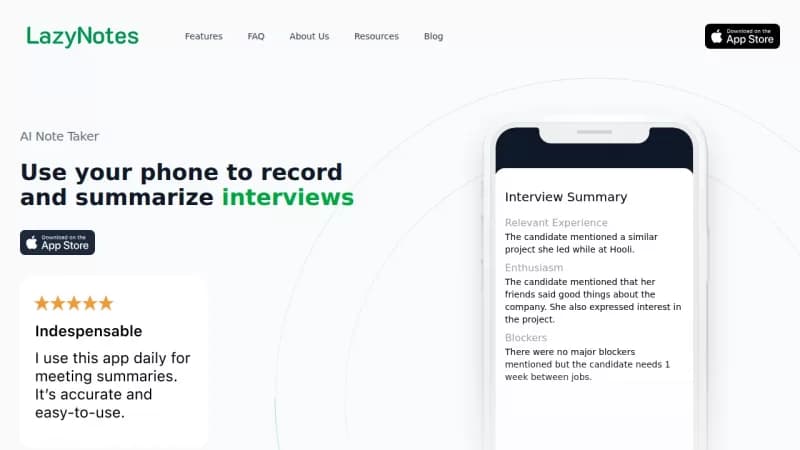 LazyNotes AI Note Taker for iPhone screenshot