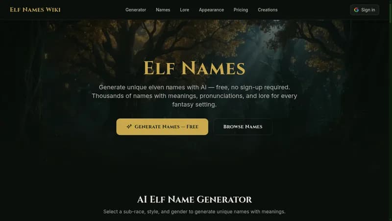 elf names website