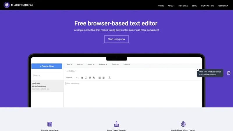 ChatGPT Notepad screenshot