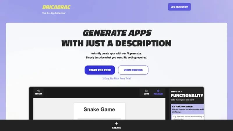 Bricabrac AI App Generator screenshot