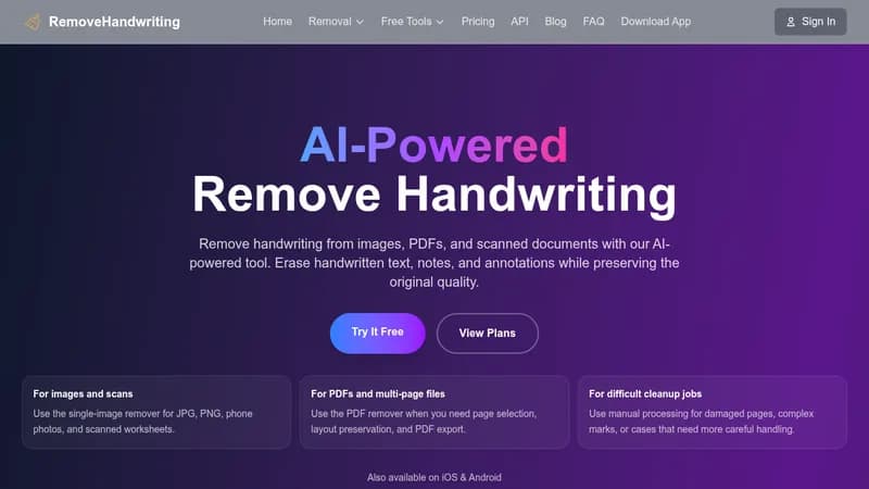 removehandwriting website