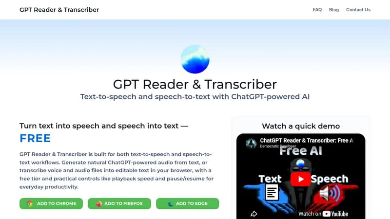 gpt reader & transcriber website