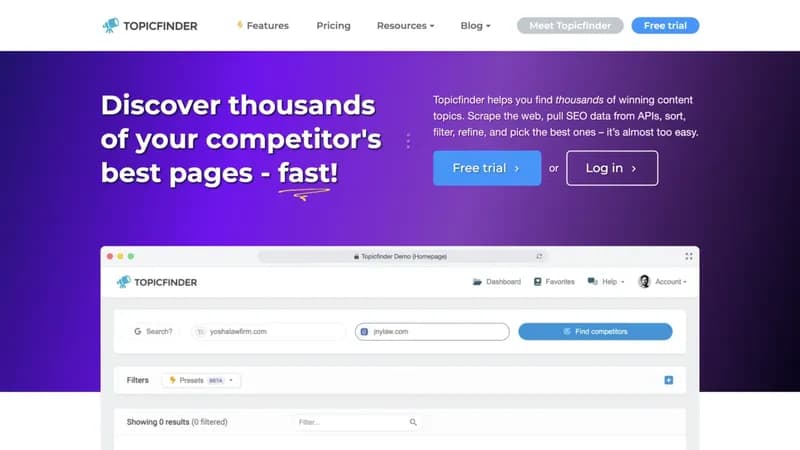 Topicfinder screenshot
