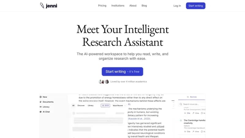 Jenni AI screenshot