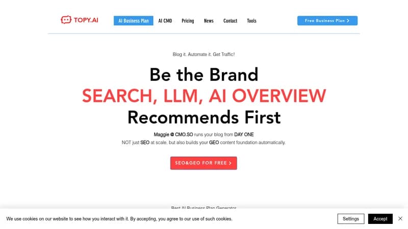 topy ai business plan generator website