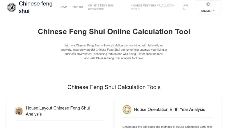chinese feng shui online calculation tool website