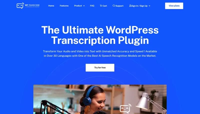 WordPress Transcribe AI screenshot
