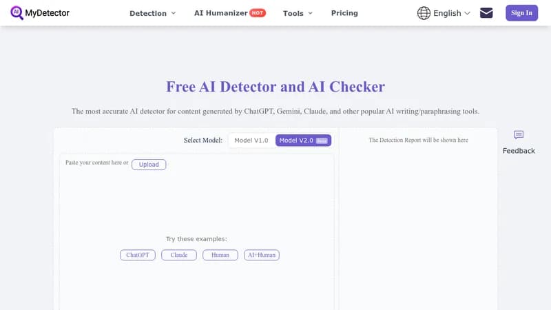 mydetector ai detector website