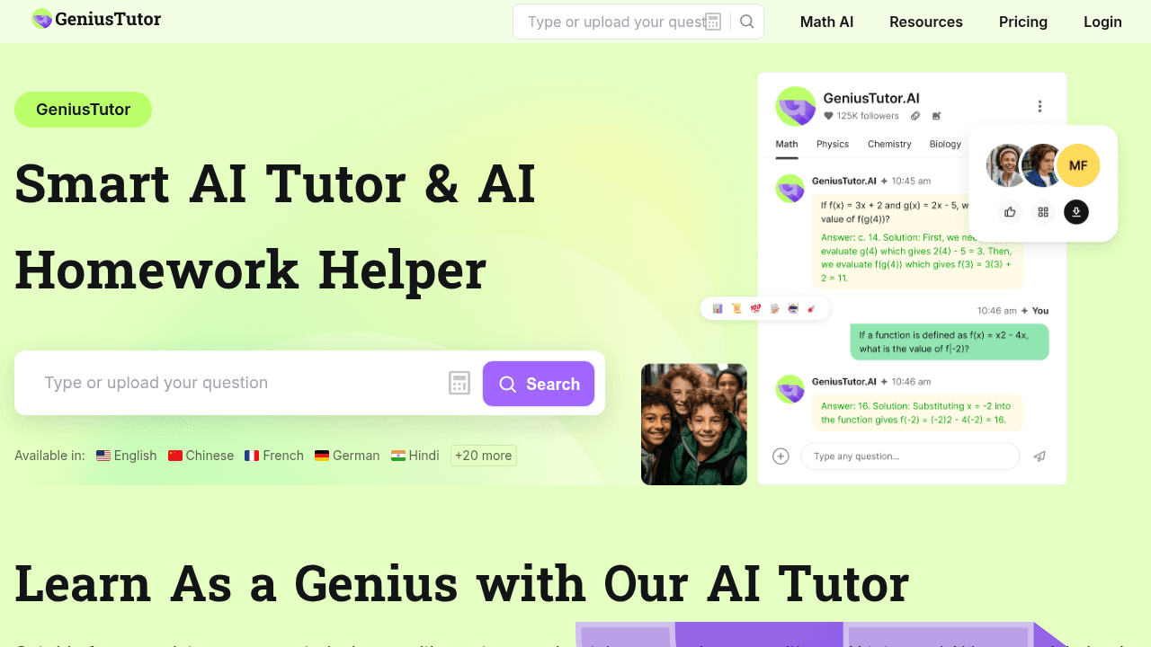 geniustutor website