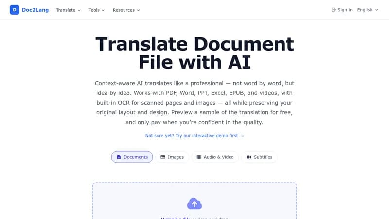 doc2lang website