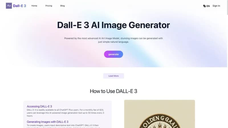 DALL-E 3 AI Image Generator screenshot