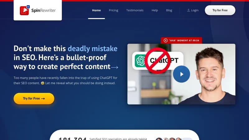 spin rewriter ai website