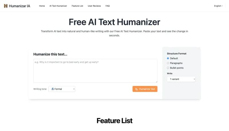 Free AI Text Humanizer screenshot