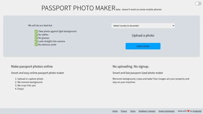 passport photo maker website