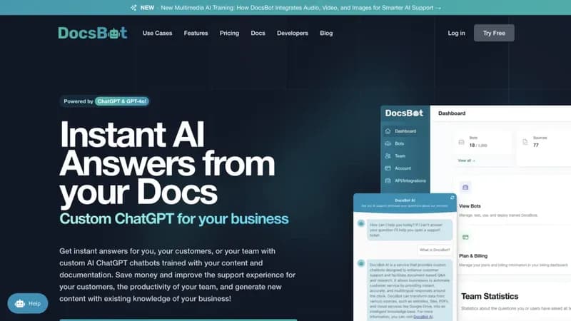 DocsBot AI screenshot