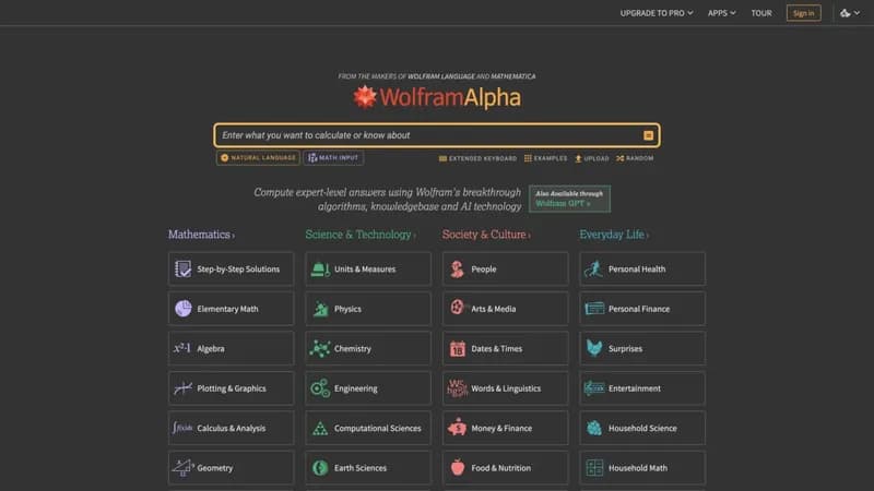 Wolfram|Alpha screenshot