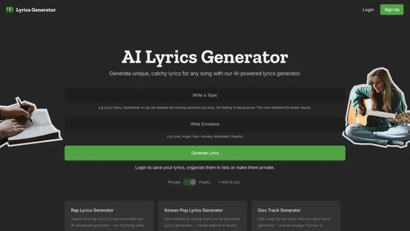 AI Lyrics Generator screenshot
