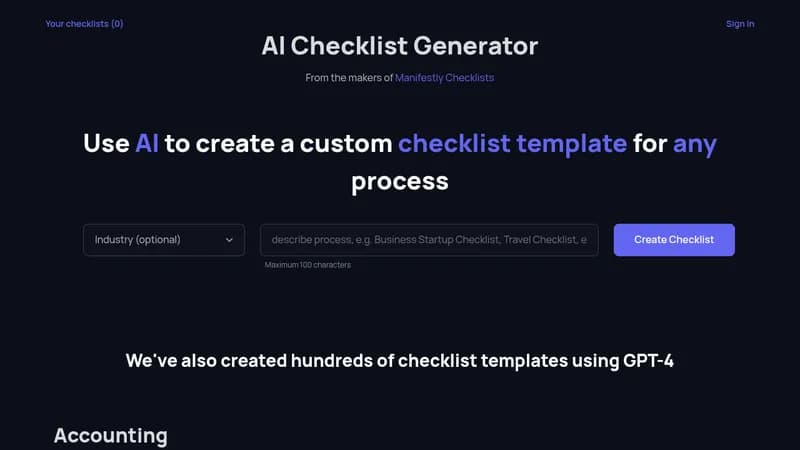 ai checklist generator website