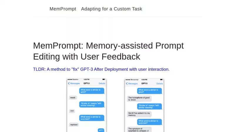 MemPrompt screenshot