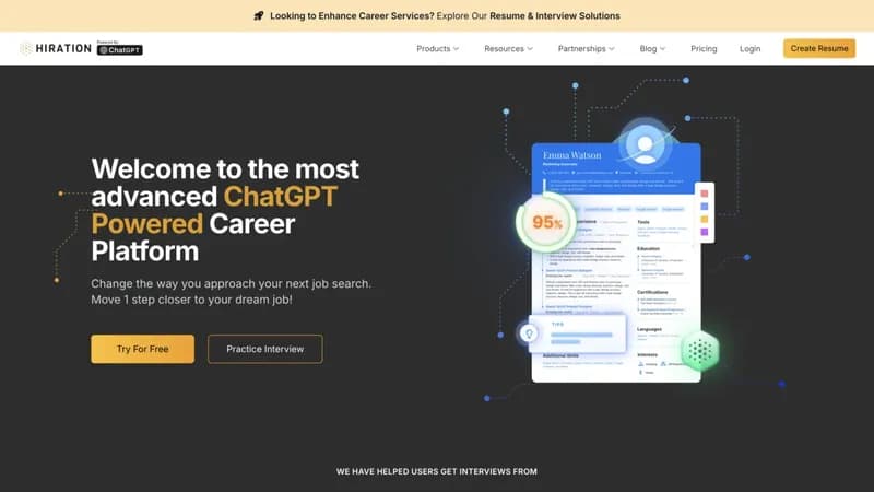 Hiration Resume Builder screenshot