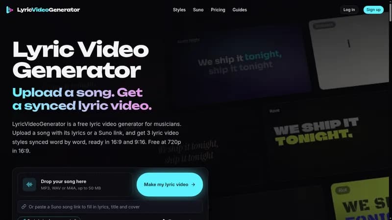 lyricvideogenerator website