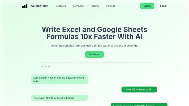 ai excel bot website