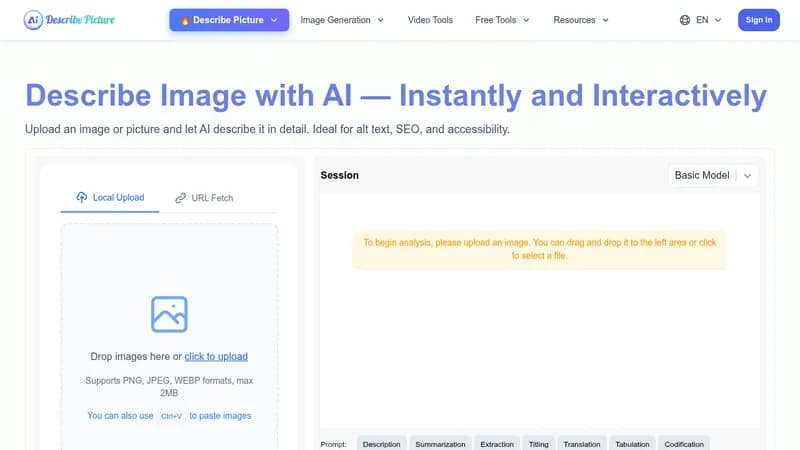 describe picture website