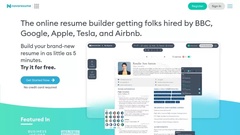Novorésumé screenshot