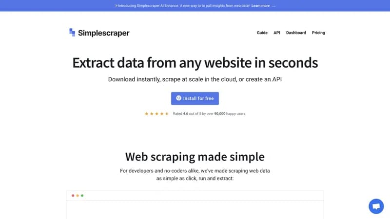 Simplescraper AI Enhance screenshot