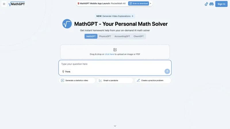 MathGPT screenshot