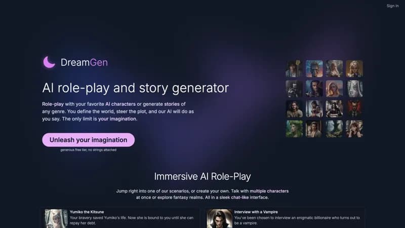dreamgen.com screenshot