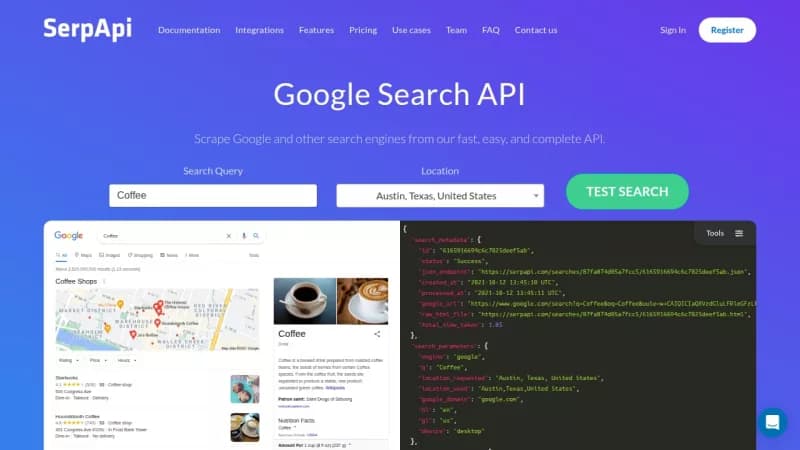 SerpApi screenshot