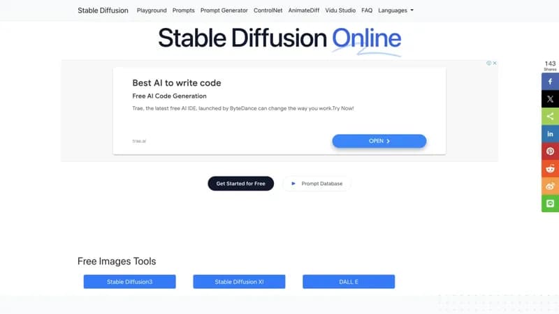 Stable Diffusion Online screenshot