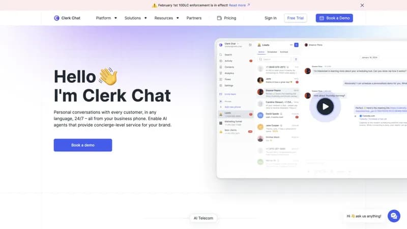 Clerk Chat screenshot