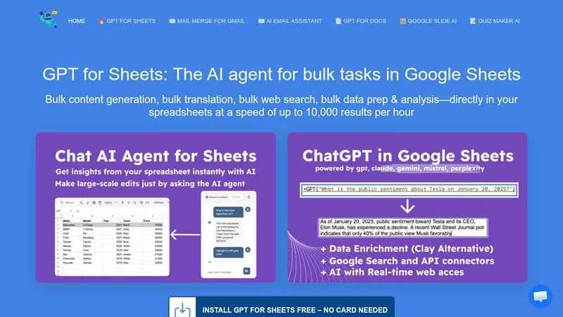 gpt for sheets website