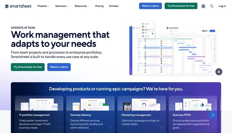 Smartsheet screenshot
