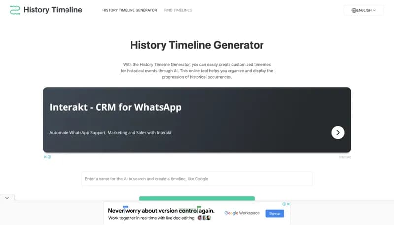 History Timeline Generator screenshot