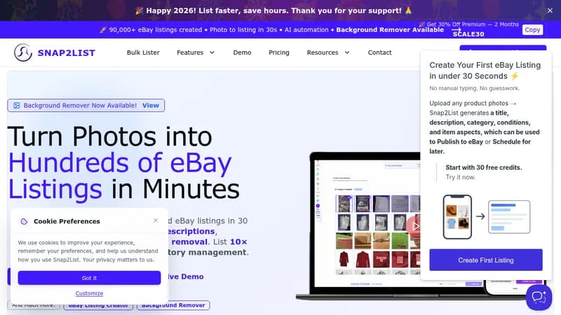 snap2list website
