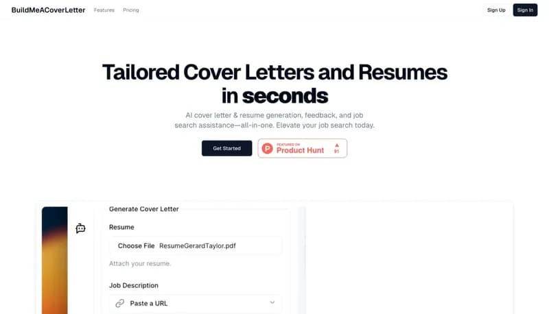 BuildMeACoverLetter screenshot