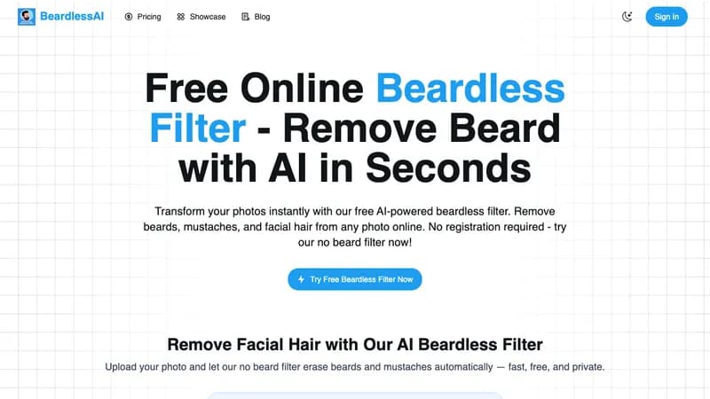 Free Online AI Beardless Filter screenshot