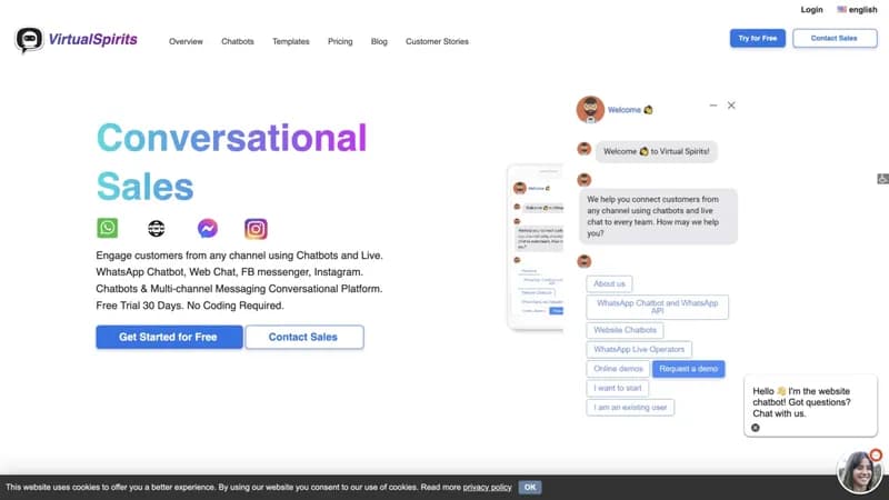 VirtualSpirits Chatbot screenshot