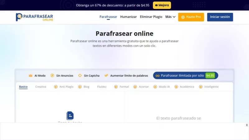 Parafrasear Online screenshot