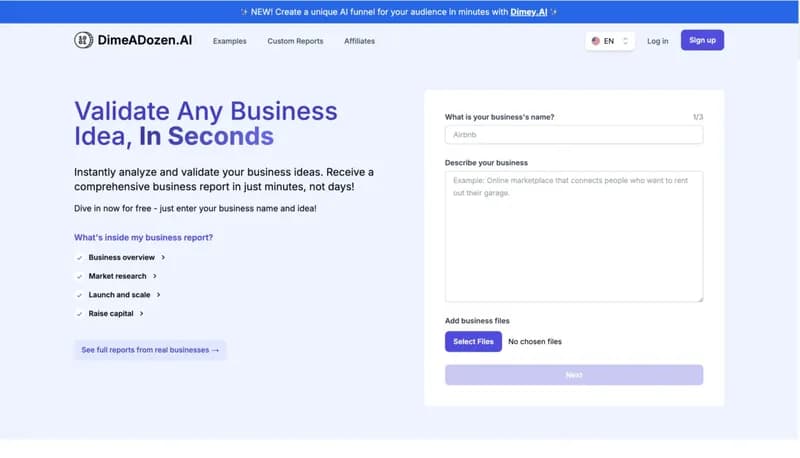 DimeADozen.ai screenshot