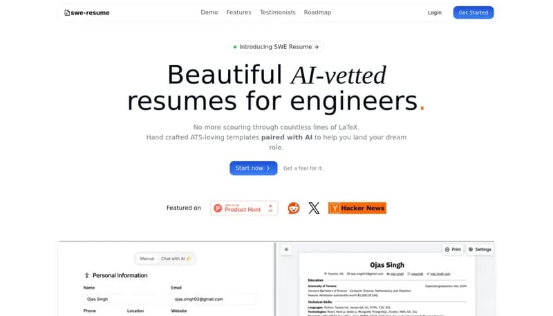 SWE-Resume screenshot