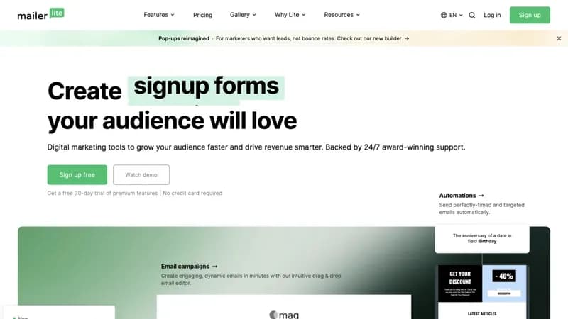 MailerLite screenshot