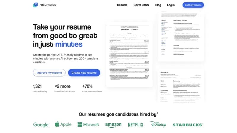 Resume.co screenshot