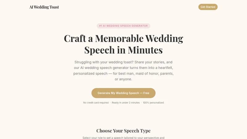 ai wedding toast website